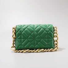 ZA bolso de hombro de cuero sintético para mujer, bolsa de mano con entramado de diamantes, cadena de Metal, bolso de mano verde, 2021