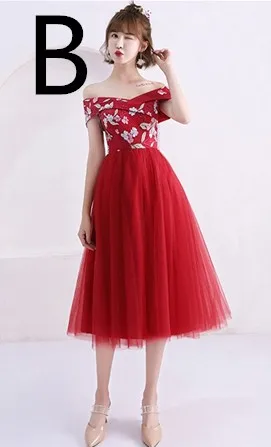 B Vestidos elegantes/Элегантное короткое платье для выпускного вечера темно-красного цвета с высоким вырезом, вечерние платья, Новое поступление года, W4313 - Цвет: B