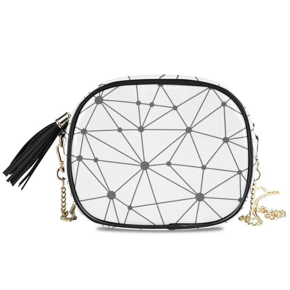 

ALAZA Small Chain bag in Women Shoulder bags Crossbody white handbag Geometric quality PU soft Leather waterproof Messenger Bag