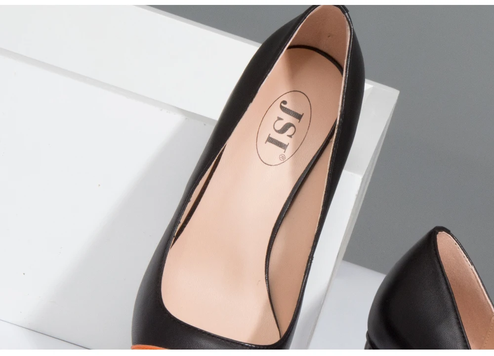 JSI/женские туфли с острым носком на высоком каблуке; Разноцветные Женские туфли из натуральной кожи в необычном стиле; туфли-лодочки без застежки; женская обувь; jc320