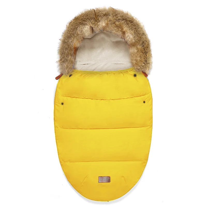 Новорожденные теплые спальные мешки конверт спальные мешки зимняя детская коляска для сна сумка утолщенная теплая детская прогулочная коляска ножная муфта инвалидная коляска - Цвет: Цвет: желтый