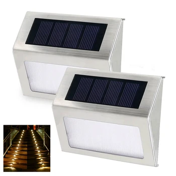 

New Arrival Solar Lamp 2Pcs Metal Outdoor Solar Street LED Stair Light Pathway Garden Porch Wall Lamp