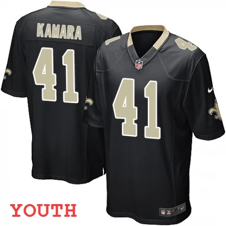 Молодежный детский Орлеан высокого качества Saints Alvin Kamara черный трикотаж