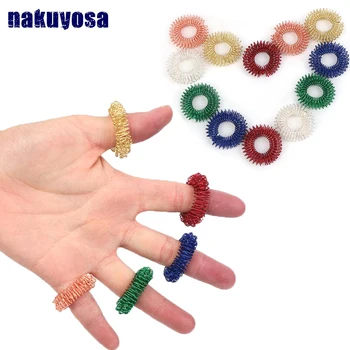 

5PC Spiky Sensory Finger Acupressure Ring Fidget Toy For Kids Adults Silent Stress Relief Massager Helps With Focus ADHD Autism