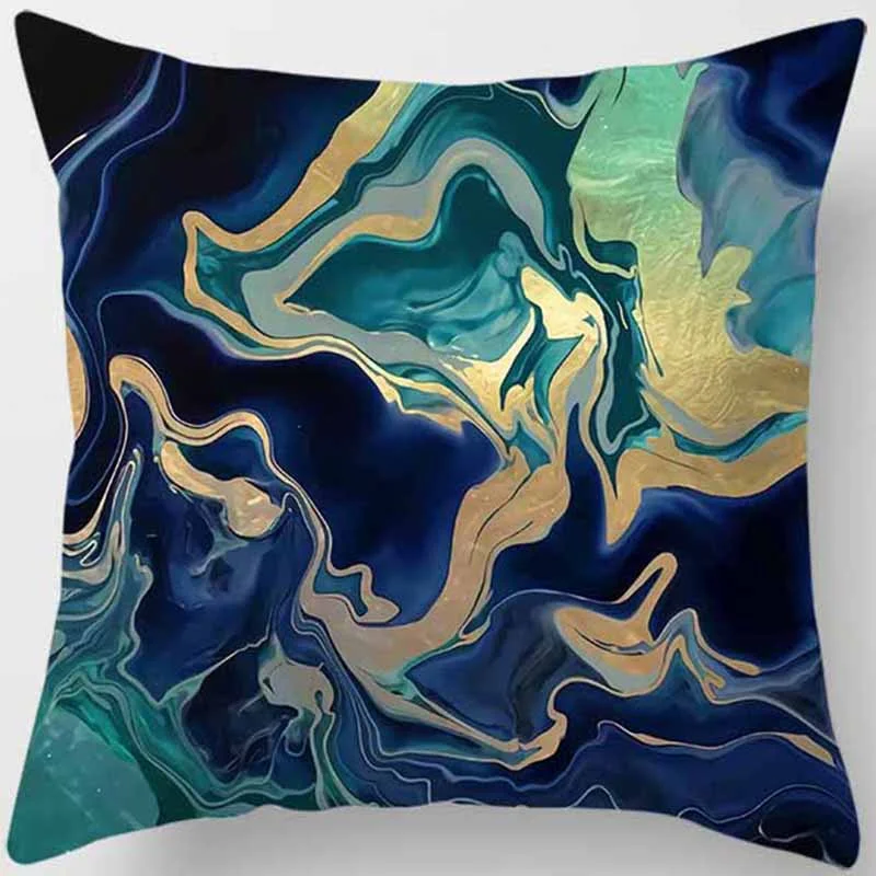 블루 톤 인쇄 사각형 베개 커버, 가정 장식, 자동차 소파 쿠션 커버 60X60CM funda de almohada