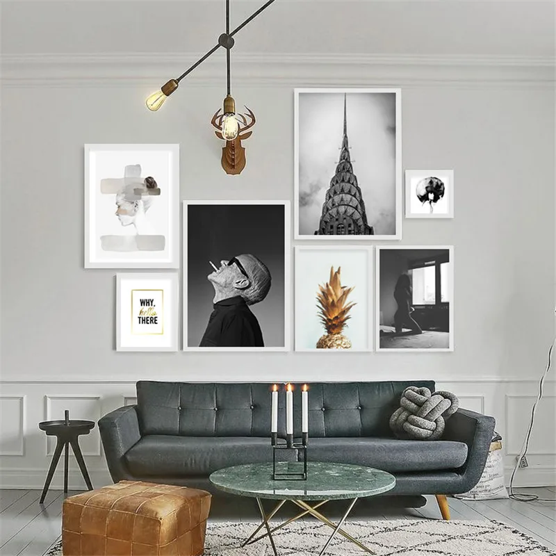 Северный плакат абстрактный холст картина с ананасом башня плакаты Печать