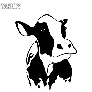 

Volkrays Personality Car Sticker Cow Accessories Reflective Waterproof Cover Scratches Vinyl Decal Black/Silver,15cm*12cm