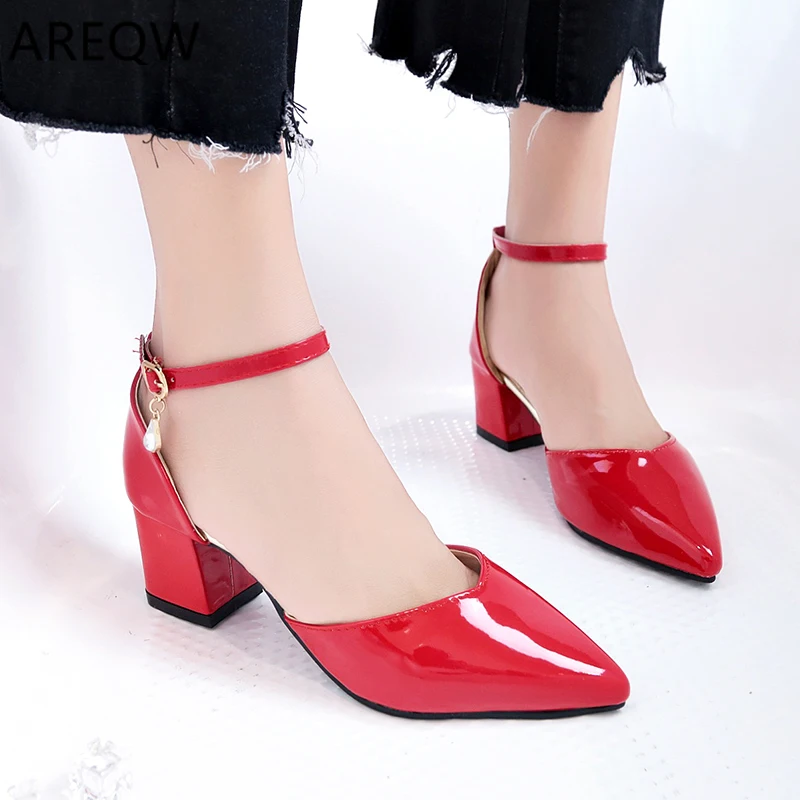 

Shoes Women 2020 Zapatos Mujer High Heels Ladies Pointed Toe Pumps Women Party Ankle Strap Wedding Shoes