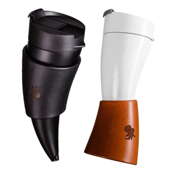 

2 Pcs 230Ml Cup Goat Horn Coffee Mug Stainless Steel Liner Vacuum Insulation Cup, Black & White