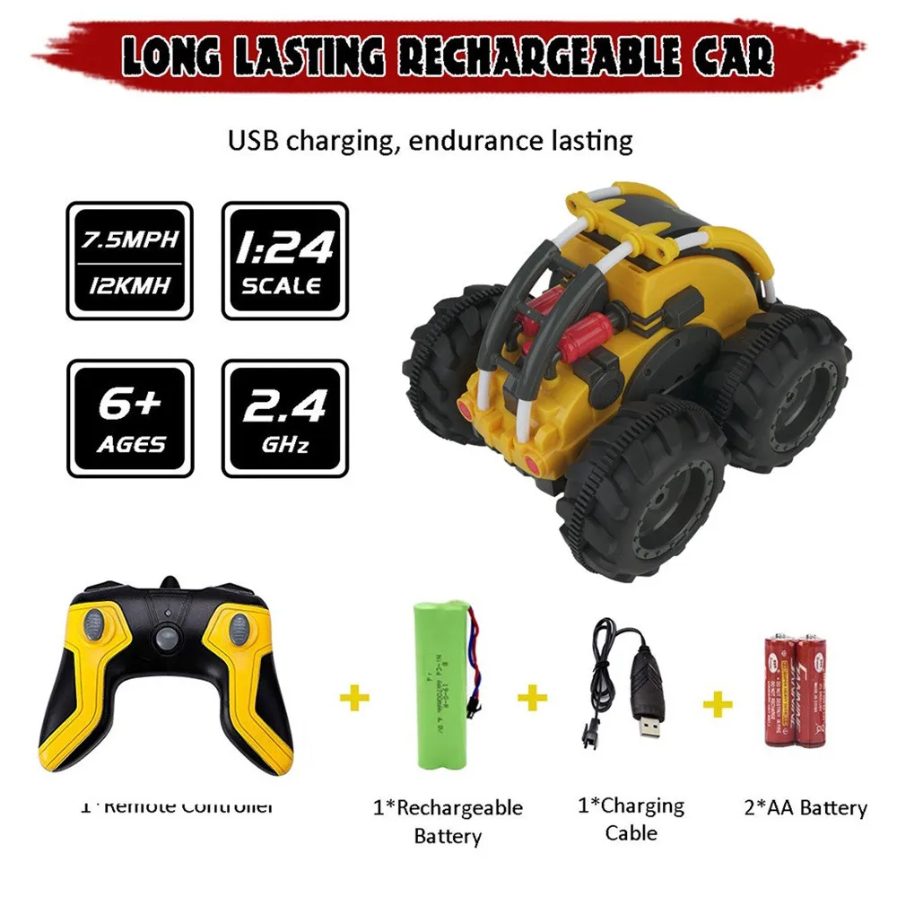 Intelligent 1:24 Remote Control Waterproof RC Stunt Car 360°Rotating Tumbling Truck Kids kids toys juguetes brinquedos игрушки