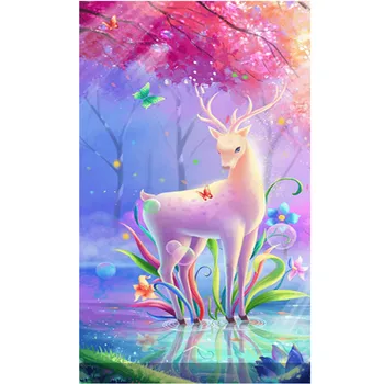 

DIY 5D Diamond Embroidered Animal Elk Cross Stitch Full Circle Diamond Painting Mosaic Needle Home Decoration