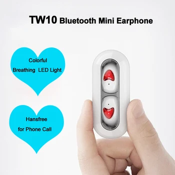 

Mini Bluetooth in-ear Earphones Wireless Stereo Earbuds Colorful LED Light HiFi Headphones Noise Canceling Wholesale TW10