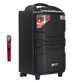 

8 Inch Karaoke Speaker Big Speaker with Wheels Portable Bluetooth Bass Adjustable Stereo Subwoofer Guitar Louderspeaker