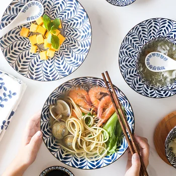 

Underglaze Japanese Ceramic Tableware Plate Household Dishes Creative Round Plate Seasoning Plate Rice Bowl