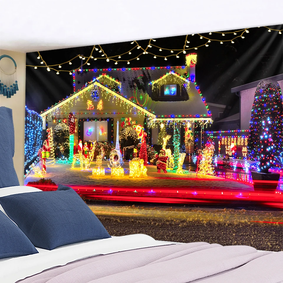 Le Beau Tissu De La Tapisseri Tapisserie d'arbre vert joyeux jour de noël, beau tissu mural suspendu,  décoration de la maison, tapis XmasWall | AliExpress