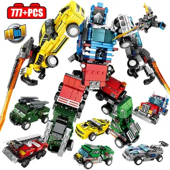 

Military Transformation Car Robot Bricks City Technic Tank Helicopters fighte Action Figure Building Blocks Kids Toys