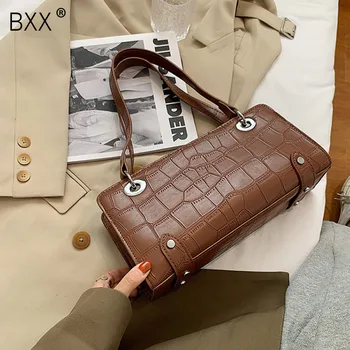 

[BXX] Stone Pattern PU Leather Bags For Women 2020 Autumn Cross Body Brand Designer Shoulder Bag Luxury Travel Handbags HP079