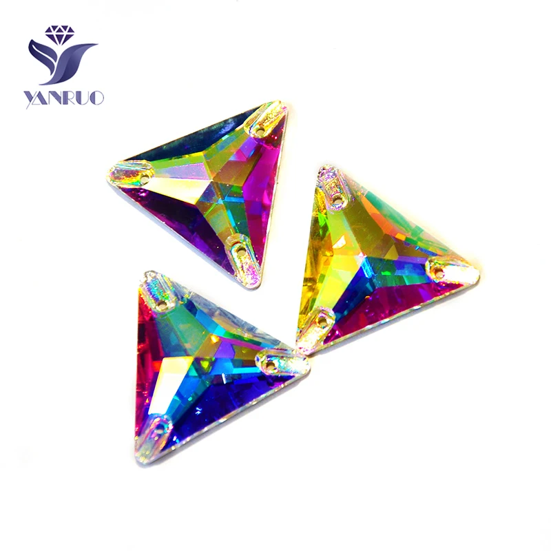 YANRUO 3.5 треугольный кристалл AB Top Sew Стразы стеклянные кристаллы стразы шьют камни