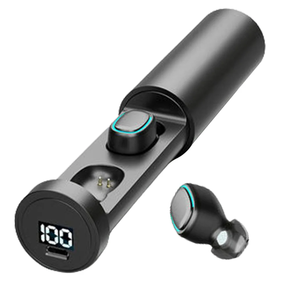 Wireless TWS Bluetooth 5.0 Earbuds Sports LED Power DIsplay Fingerprint Touch Control Earphones Headset with Charging Case