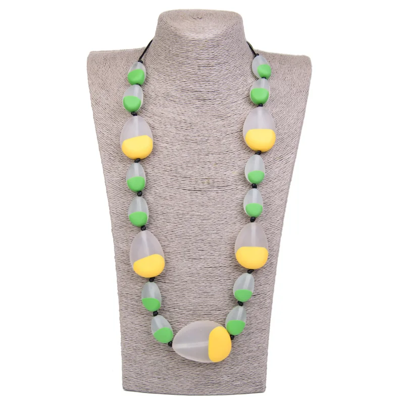 Fashion Rope Custom/Long Necklaces Female Statement Vintage Necklace Women Natural Stone Resin Acrylic Designer Necklace Party - Окраска металла: YELLOW