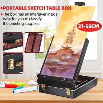 

Folding Durable Art Painter French Tripod Wooden Easel for Painting Sketch Easel Drawing Table Box Oil Paint Laptop Accessories
