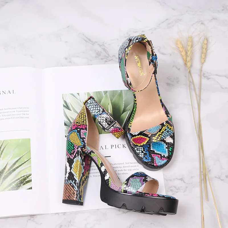colorful snake print heels