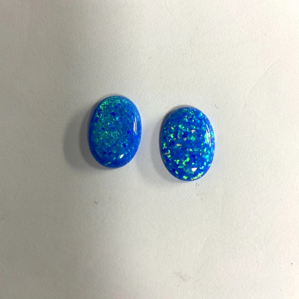 Lab Created Opal gemstone OP05 Oval 18x13mm Dark Blue fire Opal flatback cabochon beads stone for ring making