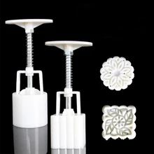 Квадратная/круглая форма для лунного пряника, форма для ручного прессования, пресс-форма с цветочными штампами, Пластиковая форма для печенья XH8Z