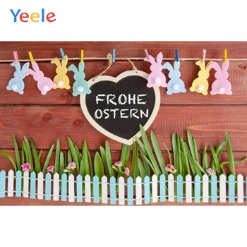 

Happy Easter Spring Egg Fence Rabbit Wood Board Baby Shower Backdrop Photography Background For Photo Studio Photophone Shoot