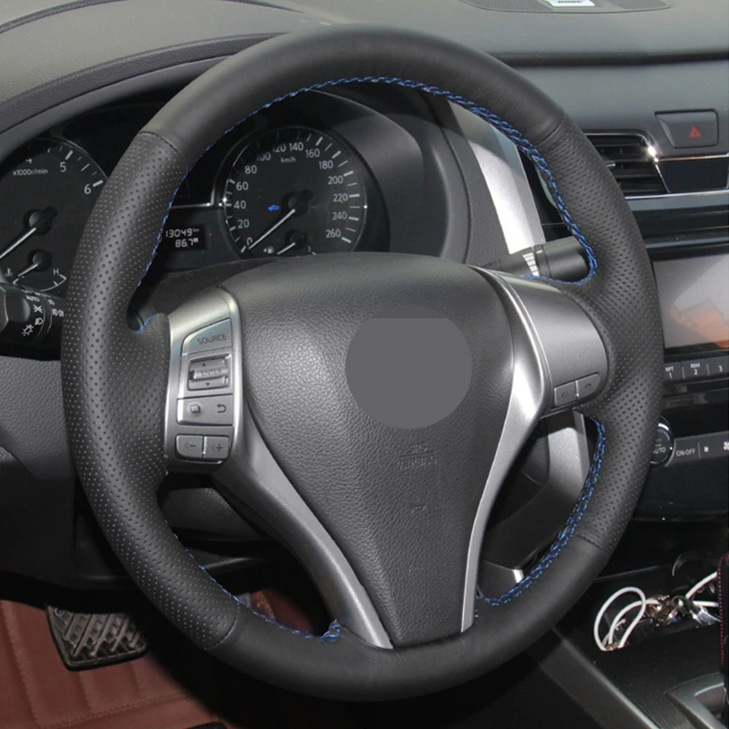 Черный чехол рулевого колеса автомобиля из искусственной кожи для Nissan X Trail Teana