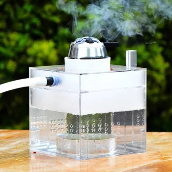 

GH Transparent Acrylic Hookah Shisha Pipe Narguile Nargile Chicha Smoking Water Pipes With LED Light Club Bar Party Accessories
