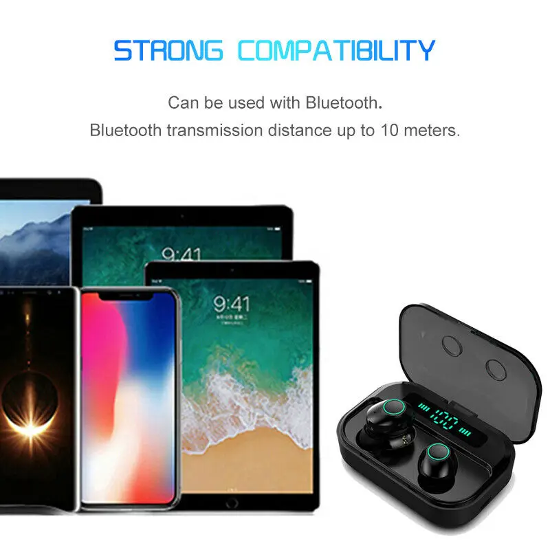 TWS Mini Bluetooth 5,0 гарнитура 3600 мАч ЖК-светодиодный беспроводной наушник наушники-вкладыши спортивные HiFi бас стерео водонепроницаемые наушники