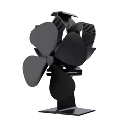 4-Blade Heat Powered Stove Fan Silent Operation Fireplace Fan Heat Circulation Thermal Stove Fans for Wood/Log Burner/Fireplace