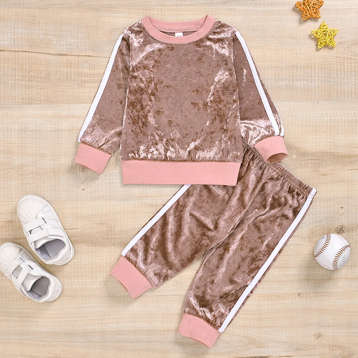 

CHILDREN'S Suit Gold Velvet Women's Cute Sports Clothing Childrenswear Europe And America Fashion Hoodie Two-Piece Autumn