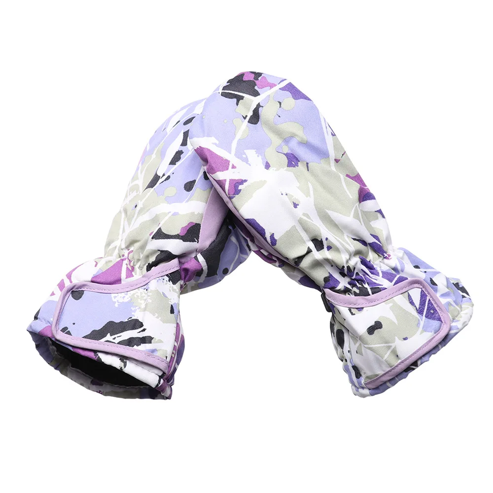 3-purple Новые детские зимние теплые одноцветные перчатки для мальчиков и девочек, лыжные варежки с длинными рукавами, ветрозащитные водонепроницаемые толстые теплые перчатки - Цвет: 3-purple