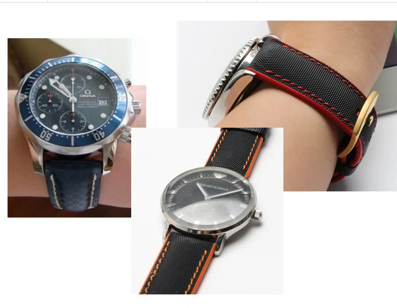 BEAFIRY оранжевый сшивание нейлон+ силикон черный натуральная кожа 18 мм 20 мм 22 мм 24 мм ремешок для часов спортивные наручные часы