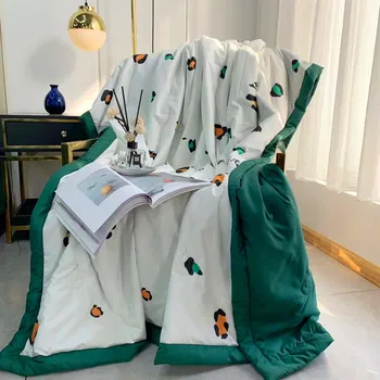 

New 200*230cm Summer Blanket Washed Cotton Floral Printing Air Conditioner Is Used By Children Students Summer Single Bed Quilt