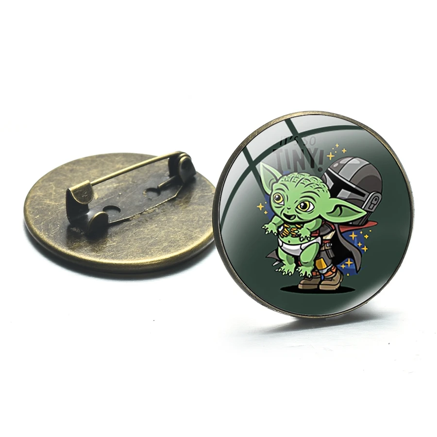 SONGDA Baby Yoda, мультяшная бронзовая брошь на булавке, мандалорский стеклянный купол, круглый значок для фильма ручной работы, подарки для детей на день рождения - Окраска металла: Style 6