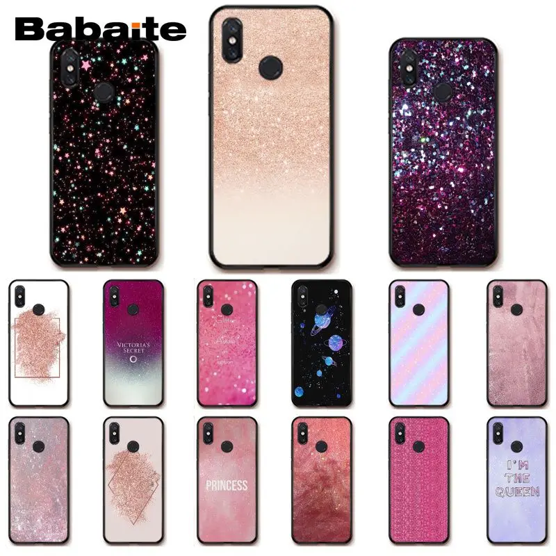 Babaite Gold Pink rose Glitter Phone Case for Xiaomi mi5 6 A1 A2 Lite Mi9 9SE mi8lite F1 Mix2 2S Max2 3 | Мобильные телефоны и