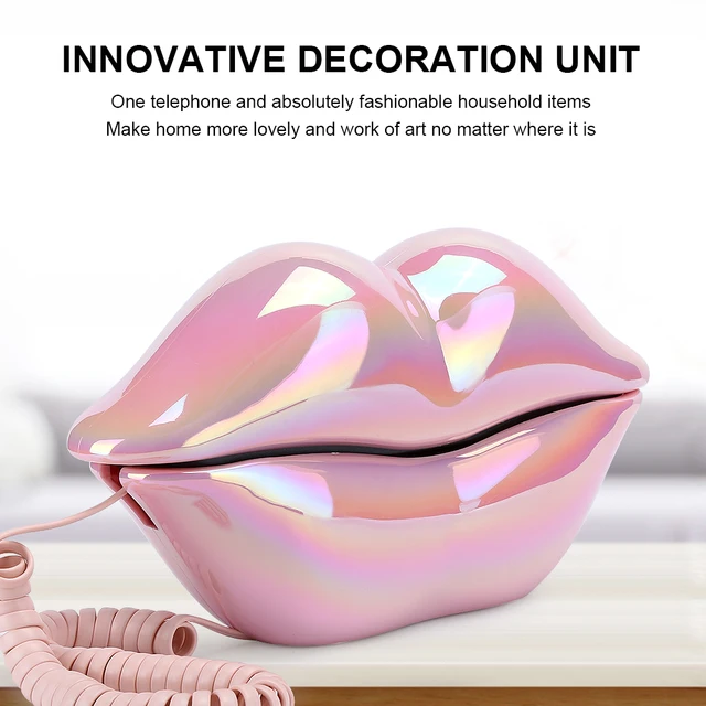 Corded Lip Phone, Benotek Novelty Landline Phone For Home/ Office/Shops/Party Decor, Real Wired Funny Mouth Cartoon Telephone For Gift (Rose