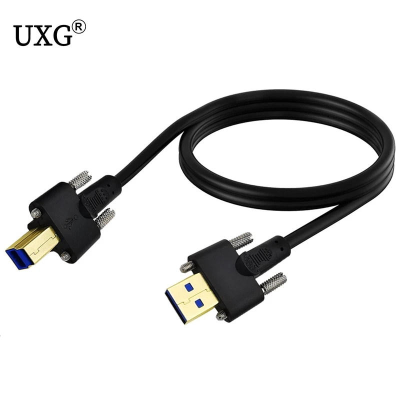 1m USB 3.0 Cable A Male to B with Dual M3 Screw Locking Used for Docking Station External Hard Drivers Scanner Printer etc | Компьютеры и