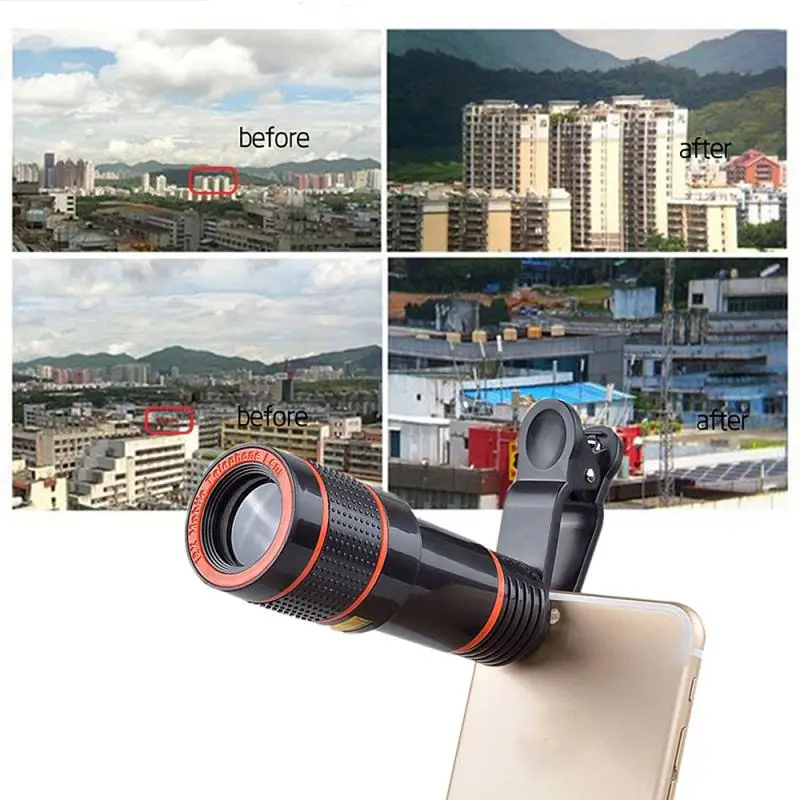 Clip-on 8 12x Phone Lens Optical Zoom HD Telephoto Camera Macro Lens Kit For Universal SmartPhone Smartphone Telescope Focus Len