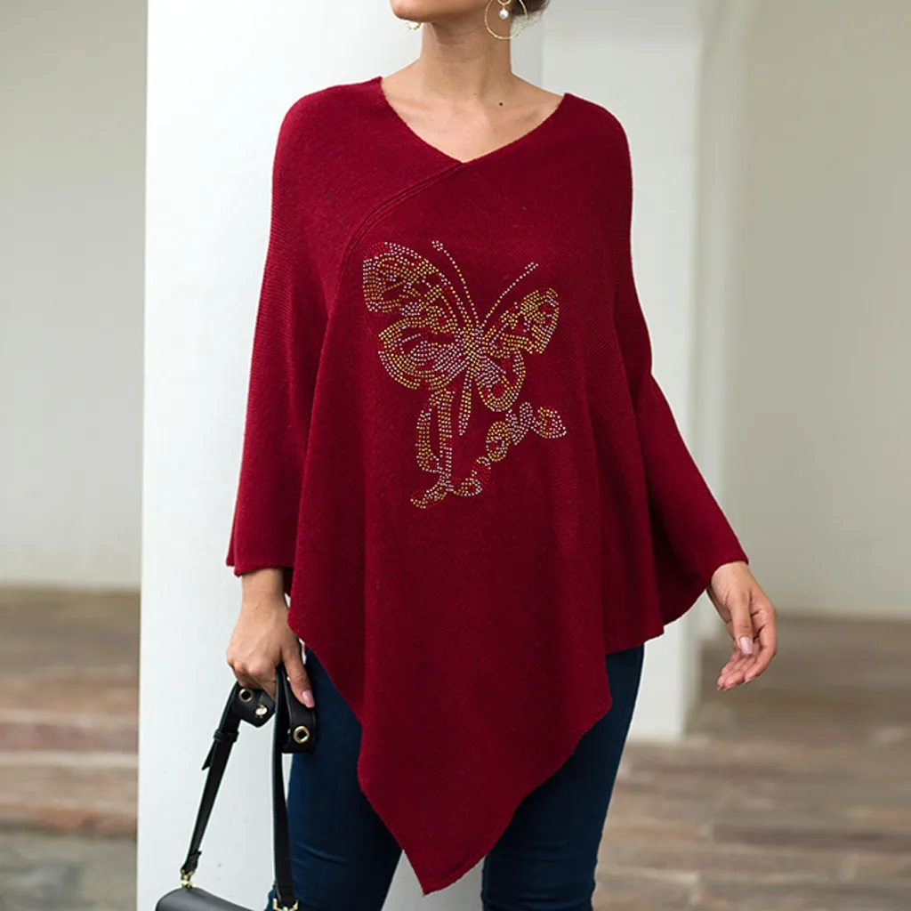 Sweater Women Cape Coat Cloak Tops Jackets Sweater Women Irregular Hem Pullover Knitted Camisolas Oversized Sweaters#G30