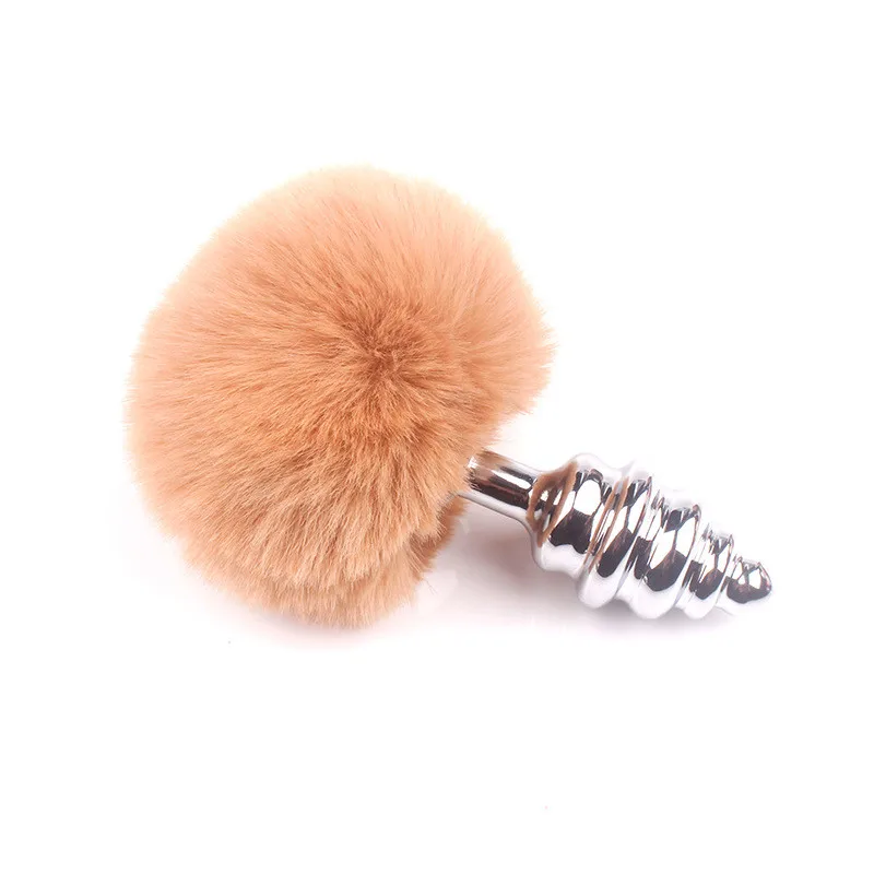 Thread Brown Сексуальные красочные взрослые интенсивные Анальные Инструменты для простаты, косплей, вставка в хвост кролика, серебристая нержавеющая сталь, Анальная пробка, металлические игрушки - Цвет: Thread Brown