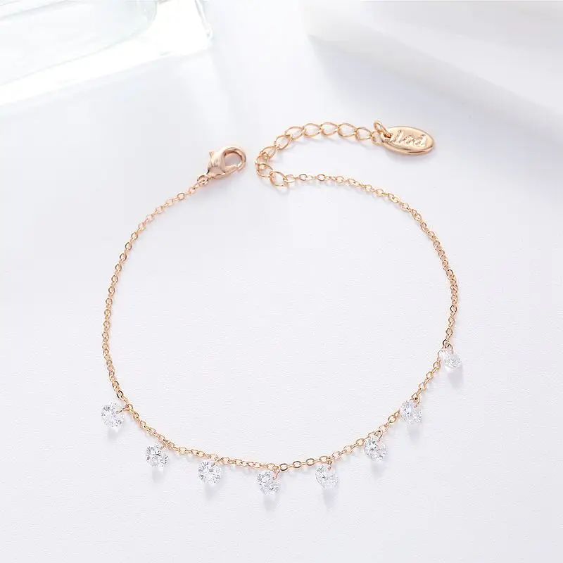 Высокая-конец Bling Mini Stone кубический циркон браслет из розового золота Цвет модные женские туфли браслет-цепочка ювелирные изделия