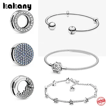 

Kakany 2019 Autumn And Winter Series Reflexions Round Blue Icicle Clip Diy Sky Stars Bracelet Original Ladies Jewelry Gift