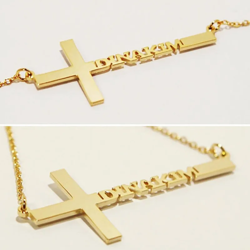 

Name Cross Necklaces & Pendants Stainless Steel Personalized Custom Name Necklace For Women Nameplate Jewelry Gift BFF