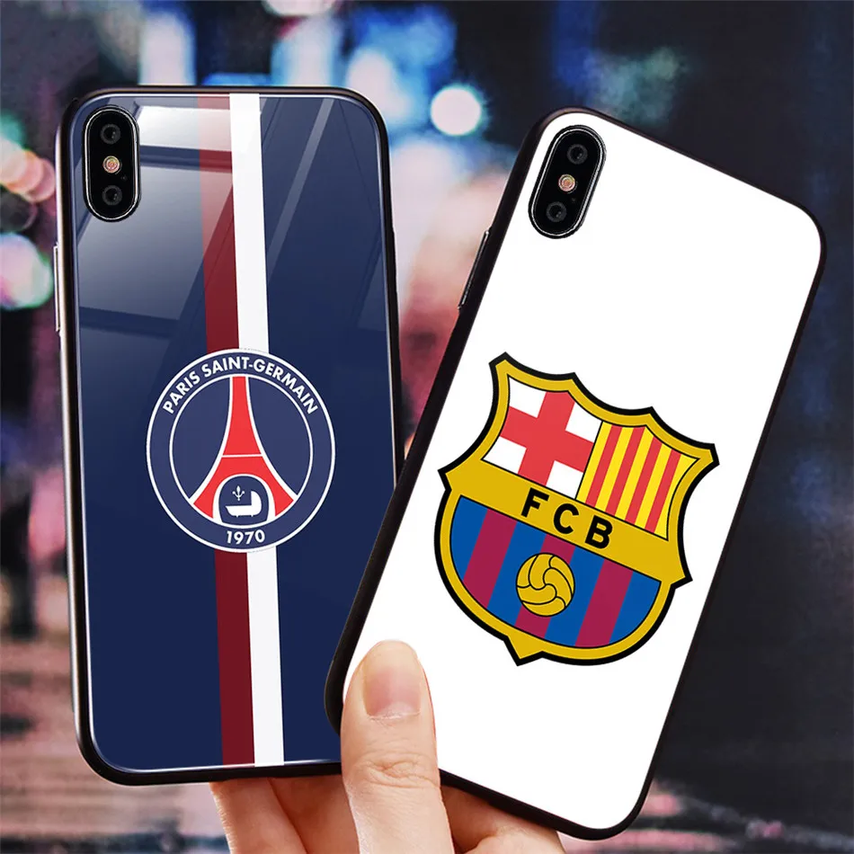 

11 Pro 6 6s 7 8 Plus X XR XS Max Tempered glass Case Fashion luxury football Sports Brand Phone Case For iPhone Protective Cover