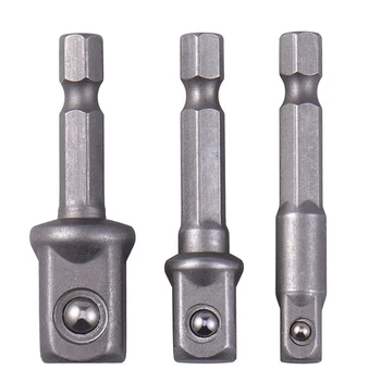 

3pcs Socket Adapter Hex Shank Drill BIts Set Hexagonal Connector 1/4" 3/8" 1/2" Embout Foret​ For Screwdriver Handle Tools