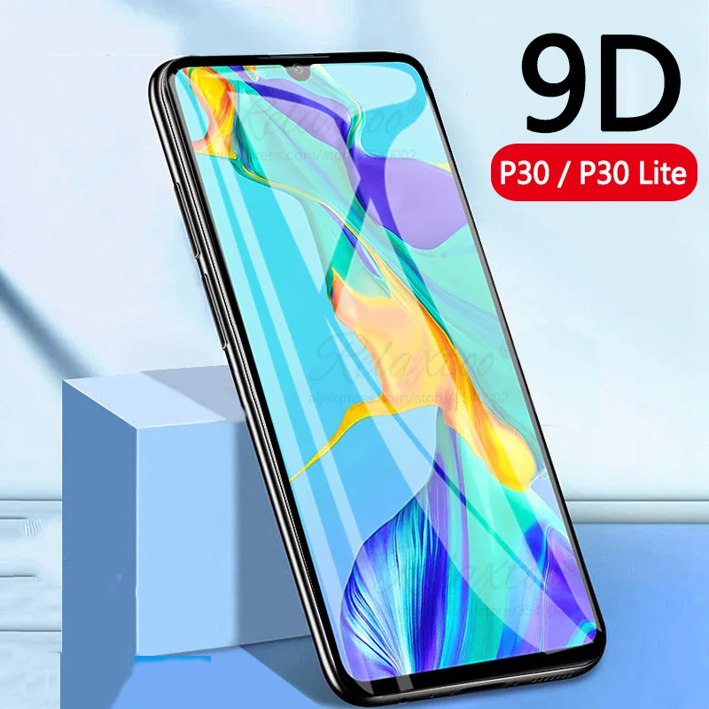 

9D Tempered Glass For Huawei P30 lite light Screen Protector on huawey huavei p 30 lite P30lite Protective Film full gule glass